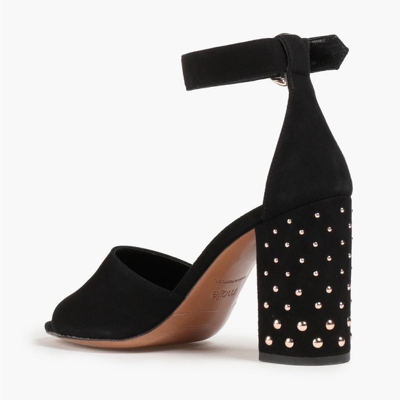 New! MAJE Paris Studded Block Heel Suede Sandals - Picture 5 of 12